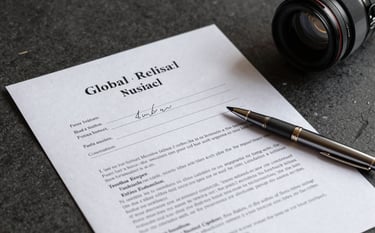 A detailed, professional photograph of signed legal documents and a luxury pen on a Deep Charcoal desk. Sophisticated lighting highlights the texture of the paper. Global / Professional Business theme.