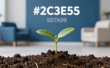 A conceptual, artistic image of a small, vibrant sprout growing from healthy soil, symbolizing personal development and resilience. The background is a clean, modern interior with soft-focus furniture in brand colors #2C3E50 and #5D7A94, emphasizing growth and hope.