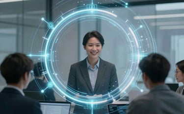 A cinematic, futuristic visualization of a neural network glow, subtly integrating the brand's Deep Ripe Crimson and Crisp Parchment colors. The scene shows a modern, minimalist server room with Matte Forest Green lighting on the edges. Tech-forward and sophisticated.