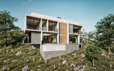 residencia de lujo con materiales aparentes