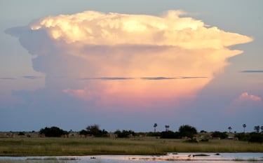 Glorious sunset on a self-drive tour through Botswana