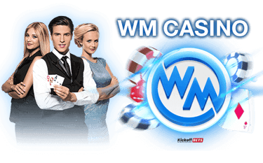 wm casino logo with a woman with a casino card game and a man in a suit
