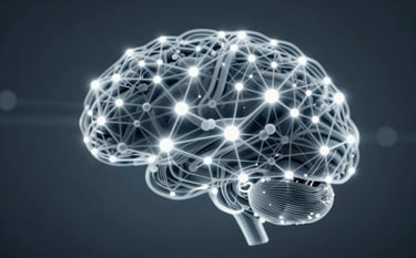 A sophisticated visualization of a neural network or brain-like structure made of light and connections. The style is futuristic and high-tech, using #0D1B2A and #F1F5F9 highlights to represent intelligence and clarity in complex data systems.