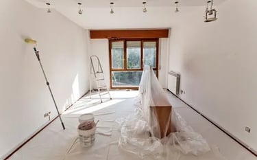 a room with a white floor and a white floor