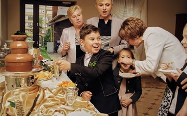 Rodzina podczas uroczystości Komunii Świętej