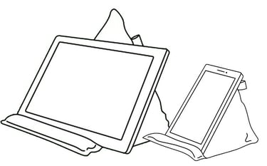 Soft cushion stands holding tablet and phone at the perfect viewing angle