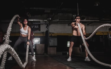 doing fitness exercises at gym