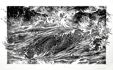 Linogravure sur papier 48 × 64 cm - © Eric Durant