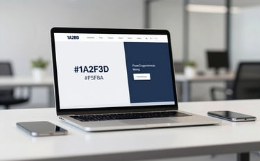 A minimalist and professional office desk featuring a laptop and a smartphone, symbolizing constant communication and management. The background is a blurred corporate setting with soft lighting. The composition incorporates brand tones #1A2F3D and #F5F8FA for a clean, credible look.