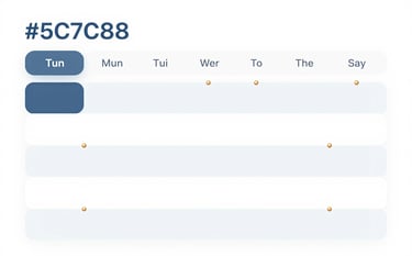 A minimalist calendar interface with golden copper nodes linking time slots, representing automated booking. Apple-inspired clean typography, soft slate blue #5C7C8B accents, and a bright #FFFFFF background. Focus on efficiency and order.