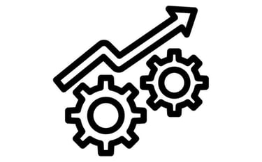 gear icon showing increased productivity & upward arrow for enhanced efficiency in home organizingg