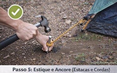 Passo 5: Estique e Ancore (Estacas e Cordas)