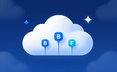 A sleek, professional representation of cloud infrastructure and network nodes using #00BCD4 and #1F314C. Modern, minimalist technical design conveying reliability.