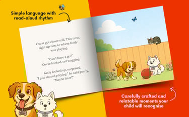 Image showing an inside preview of the storybook Oscar Waits His Turn