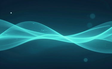 Abstract digital data visualization with smooth gradients of #1B4965 and #5E8BA8. High-tech digital waves flowing horizontally, symbolizing business growth and data-driven marketing solutions for premium clients.