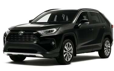black toyota rav4 suv parked on a white background