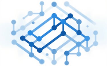 An abstract, professional digital pattern representing security and maintenance. The design features geometric lines and nodes in shades of #004C97 and #66B2FF against a white background, suggesting stability, continuous care, and technical expertise.