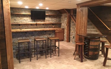 Modern finished basement renovation in Columbus, Ohio home