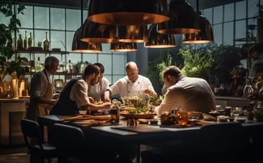 Equipe de marketing planejando estratégias para produtos alimentícios