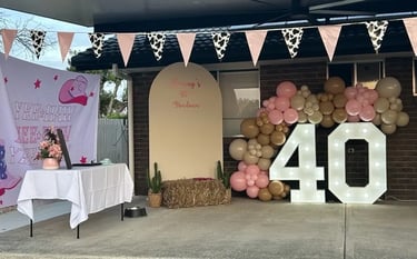 Lightup Number lighting up a 40Th Birthday in Bethania, Logan - party hire by SweetAz Co.