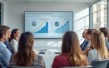 Business team celebrating improved ROI from AI-powered ad design campaigns