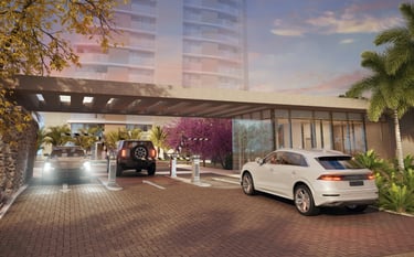 Portaria autônoma de entrada e saída do condomínio Lake Etre