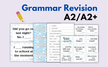 pre-intermediate grammar revision for end of the year and back to school activities