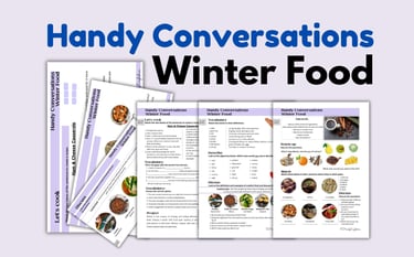 WINTER FOOD ESL ELL lesson plan cooking, speaking, vocabulary