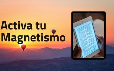 un amanecer sobre el horizonte y ebook de bienestar emocional activa tu magnetismo