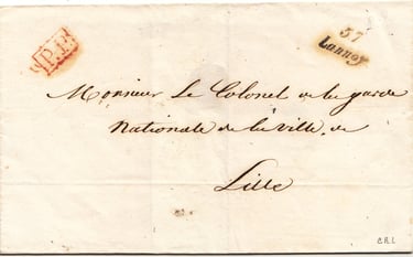 1845: Bar frankierter Brief von LANNOY nach LILLE (Stempel P.P.).