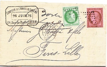 Letter franked at 15 c (rate of 01/09/1871) from LILLE to FIVES.