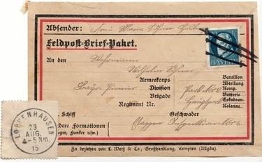 Label for a heavy letter from Germany to the front franked at 20 Pf for a weight of up to 550 g.