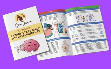 A book cover titled navigating AI a Quickstart guide for entrepreneurs