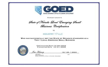 Emerging Small Business in the state of Nevada for MightyStitch.com