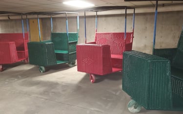 Rolling boardwalk chairs painted