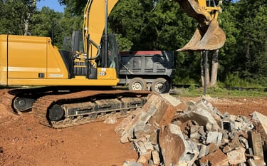 Demolition site with concrete removal