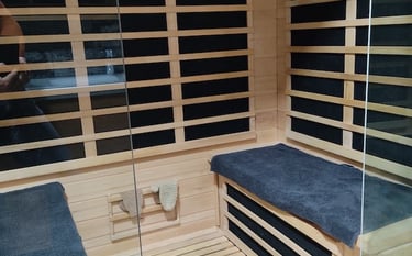 Intérieur du sauna, meublé de tourisme confort et lumière