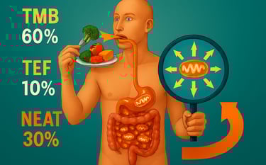 Como o metabolismo transforma comida em energia - TMB, TEF e NEAT