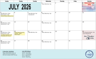July Calendar Events