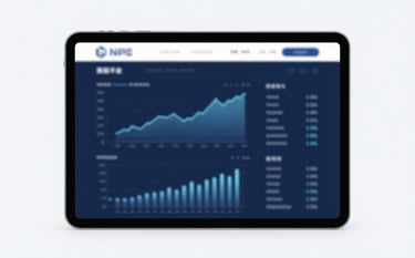 A minimalist and sophisticated composition showing financial charts and digital dashboard icons on a tablet screen. Clean background, professional vibe with #2A6F8B and #F5F8FA accents, conveying modern financial services.