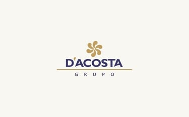 Grupo D'Acosta corporate logo featuring a gold flower emblem and navy blue serif typography.