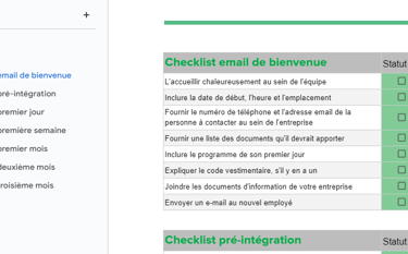 check list pour l'intégration d'un nouveau salarié
