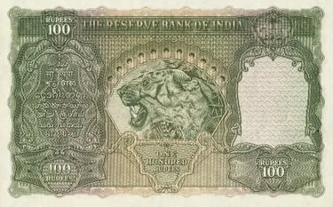 Tiger Reverse 100 Rupees India Currency Note