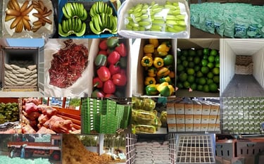 a variety of fruits and vegetables are displayed in a variety of different colors