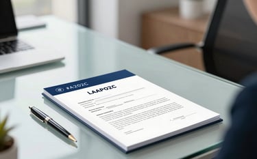 A professional, clean office setting in Gurugram featuring a modern glass desk with legal incorporation documents and a designer pen. The lighting is bright and natural, reflecting a trustworthy and efficient mood. Incorporates the brand colors #1A202C and #F7FAFC in the office decor and stationery.