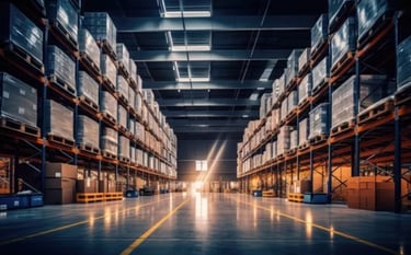 A warehouse filled with pallets