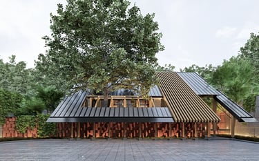 FRONT VIEW OF AN HOUSE EXTENSION