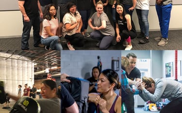 Self defense class, hitting