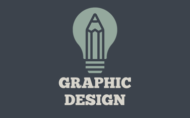 Graphic design image with a lightbulb and pencil icon in green with white lettering and a gray background