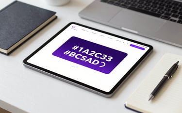 A top-down artistic shot of a creative professional's desk featuring a tablet, a high-quality notebook, and a modern pen. The lighting is bright and engaging, highlighting textures and brand colors #1A2C3D and #BCCAD6.